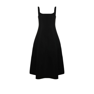 Khaite Uma Off-the-shoulder Wool-blend Midi Dress In Black
