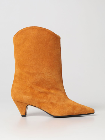 Anna F Heeled Booties . Woman Color Ocher