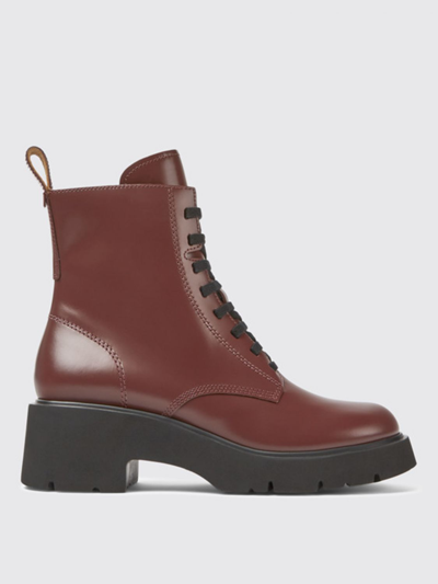 Camper Flat Ankle Boots  Woman Color Burgundy
