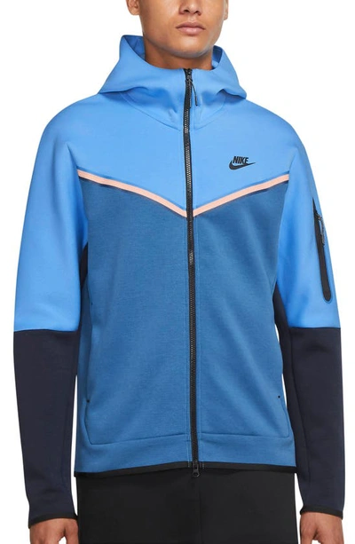 Nike Men's  Sportswear Tech Fleece Full-zip Hoodie In University Blue/dark Marina Blue/black