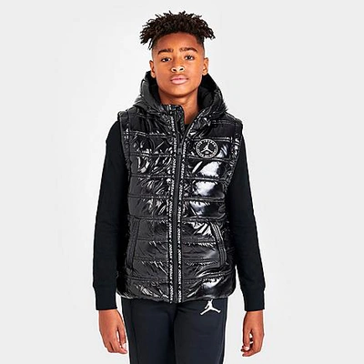 Nike Jordan Kids' Jordan Taped Hooded Puffer Vest In Black
