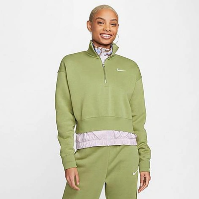 Nike Sportswear Phoenix Fleece Crop Sweatshirt In Alligator/ Sail