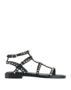 Ash Precious Stud Embellished Sandals In Black