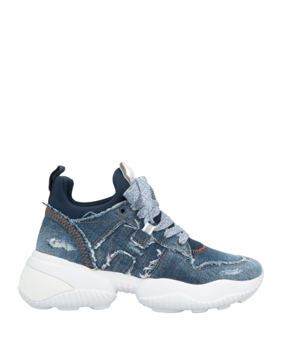 HOGAN HOGAN WOMAN SNEAKERS BLUE SIZE 6 TEXTILE FIBERS