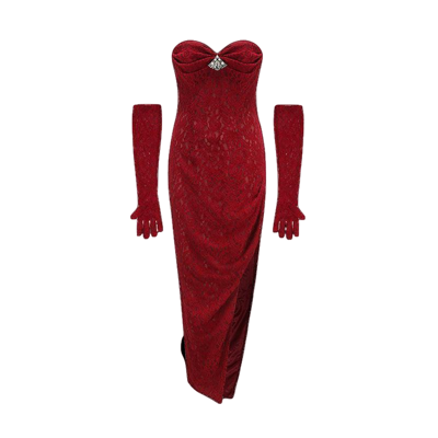Nana Jacqueline Scarlett Velvet Dress In Red