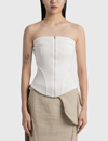 Hyein Seo Overstitch Detail Front Zip Tube Top In White