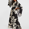 La Doublej Magnifico Silk Kimono-sleeve Maxi Dress In Winter Jasmine