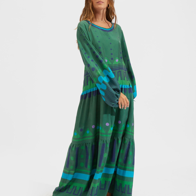 La Doublej Vesta Geometric-print Silk-voile Dress In Handmade Dots Bordeaux Placee