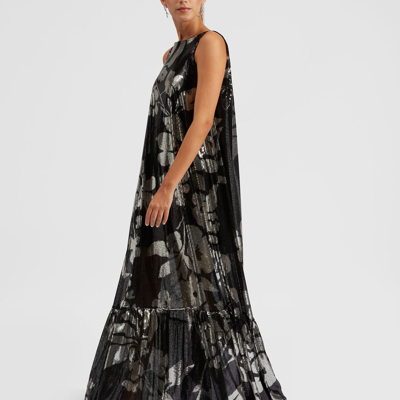 La Doublej Soiree Floral-print Sequin Maxi Dress In Winter Jasmine