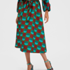 La Doublej Sardegna Belted Printed Wool-blend Cady Midi Skirt In Sfere Grandi Verde