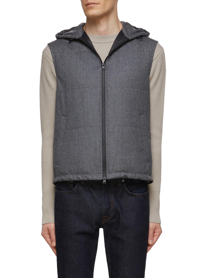 Equil Thermofused Front Zip Hooded Wool Vest In Grey