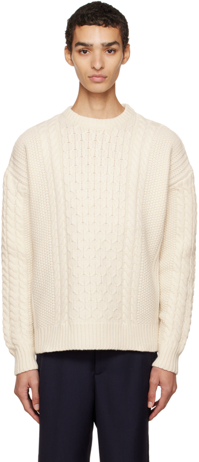 Drôle De Monsieur Off-white 'la Maille Torsade' Sweater In Cream