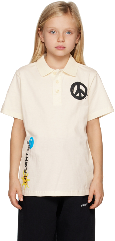 Off-white Kids  Sun & Peace Polo In Off White Multicol