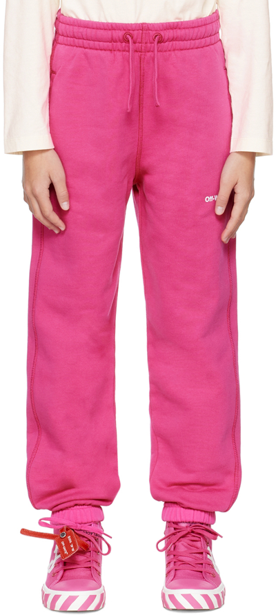 Off-white Kids Pink Arrow Lounge Pants In Fuchsia White