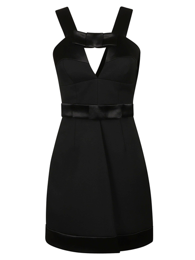 Jil Sander V-neck Sleeveless Short Dress In Black