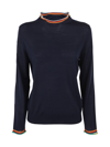 Paul Smith Womens Knitted Pullover With Integral Neck In Dark Navy