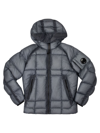 C.p. Company Dd Shell Down Jacket In Real Goose Down In Ultralight Fabric With Checkered Texture. In Blue