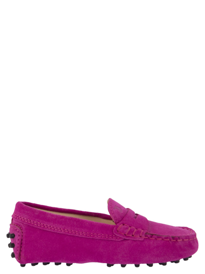 Tod's Kids' Suede Loafer In Fuxia