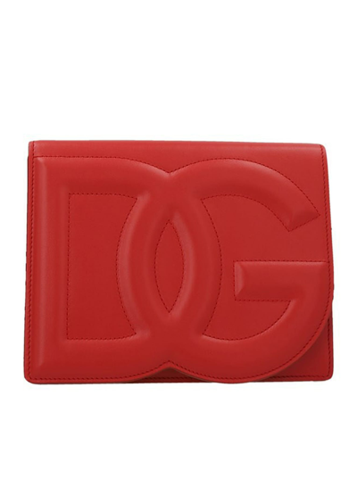 Dolce & Gabbana Leather Shoulder Bag In Red