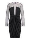 Giorgio Armani Crystal Embellished Mesh Draped Jersey Illusion Dress In Printed