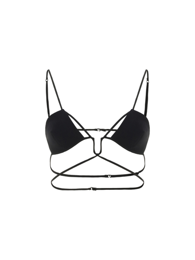 Nensi Dojaka Stretch Gabardine Angular Bra In Black