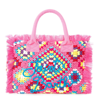 Mc2 Saint Barth Vanity Crochet Shoulder Bag With Pattern In Pink