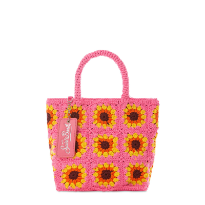 Mc2 Saint Barth Sunflower Crochet Bag In Pink