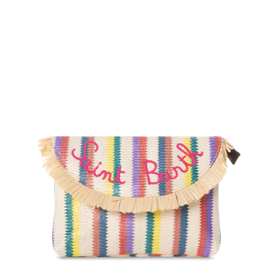 Mc2 Saint Barth Straw Pochette With Fringes In Multicolor