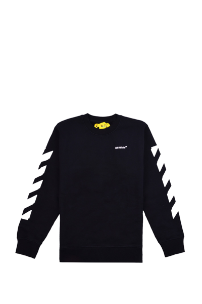 Off-white Kids' Logo棉质运动衫 In Black