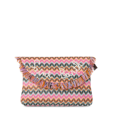 Mc2 Saint Barth Straw Handbag With Fringes In Multicolor