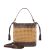 Mc2 Saint Barth Straw Bucket Bag With Brown Monogram Details In Brown