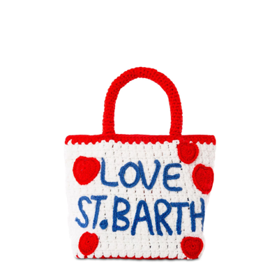 Mc2 Saint Barth Heart Embroidery Crochet Bag In White