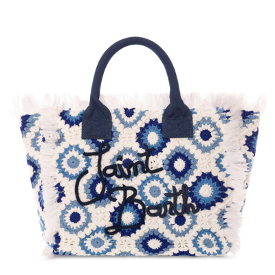 Mc2 Saint Barth Crochet Shoulder Bag With Pattern In White