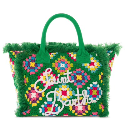 Mc2 Saint Barth Crochet Shoulder Bag With Pattern In Green