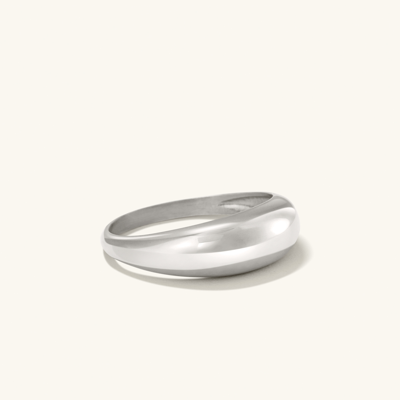Mejuri Thin Dome Ring White Gold In Silver