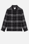 Ami Alexandre Mattiussi Buttoned Jacket In Check Felted Wool In Black