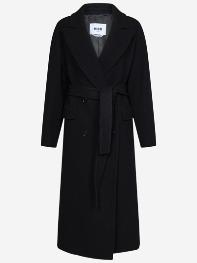 Msgm Coat In Black