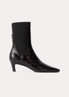 Totême Toteme Women The Mid Heel Boot Leather Boots With Croco Effect In Dark Brown Croco