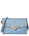 Valentino Small Rockstud Leather Shoulder Bag In Blue