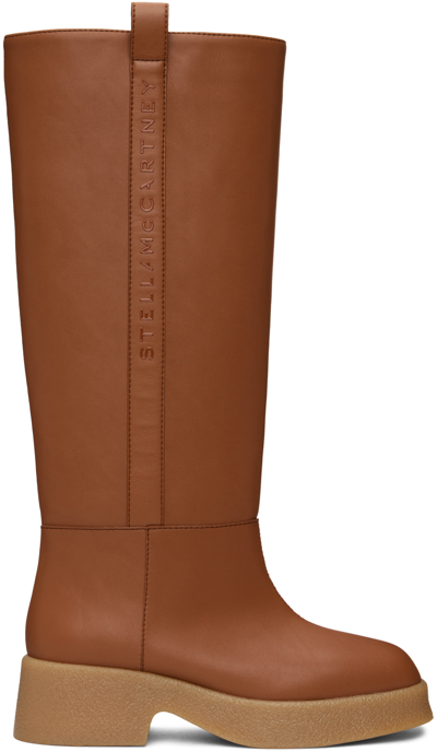 Stella Mccartney 40mm Skyla Faux Leather Tall Boots In Brown