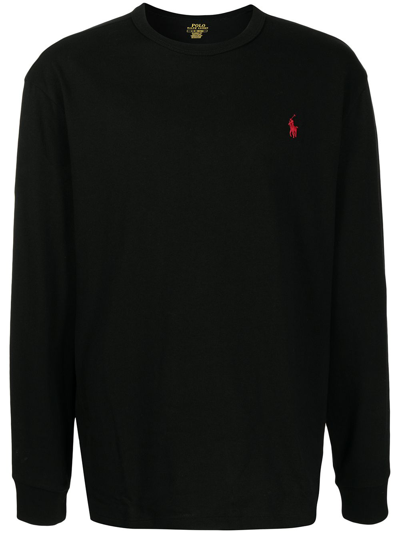 Polo Ralph Lauren Embroidered-logo T-shirt In Black
