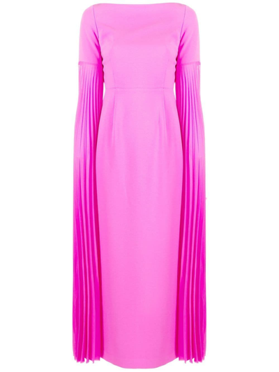 Solace London Grace Crepe And Pleated Chiffon Maxi Dress In Pink