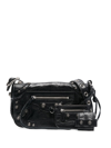 Balenciaga Textured Leather Shoulder Bag With Edgy Designpouch In 黑色
