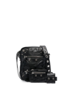 Balenciaga Le Cagole Embellished Textured-leather Messenger Bag In 1000 - Black