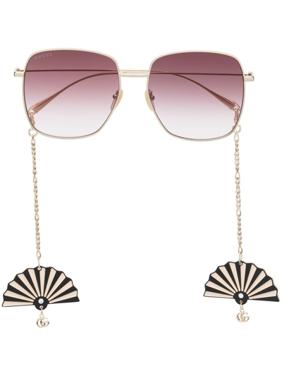 Gucci Embellished Oversized Sunglasses In Silver