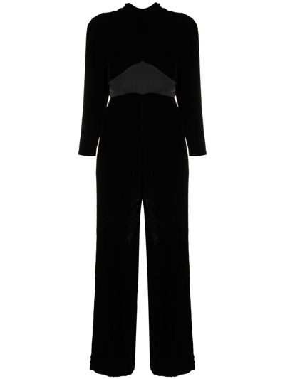 Rixo London Black Beatriz Velvet Jumpsuit