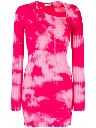 Cotton Citizen Tie Dye Cut-out Knitted Dress In 粉色