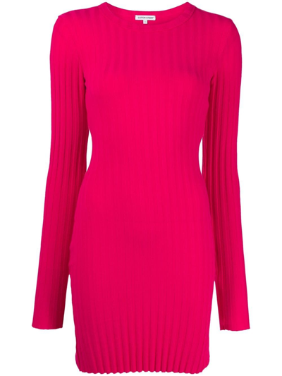 Cotton Citizen Capri Pink Ribbed Stretch-cotton Mini Dress In Fuchsia