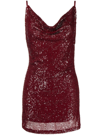 In The Mood For Love Yuna Burgundy Sequin Mini Dress In Dark Red