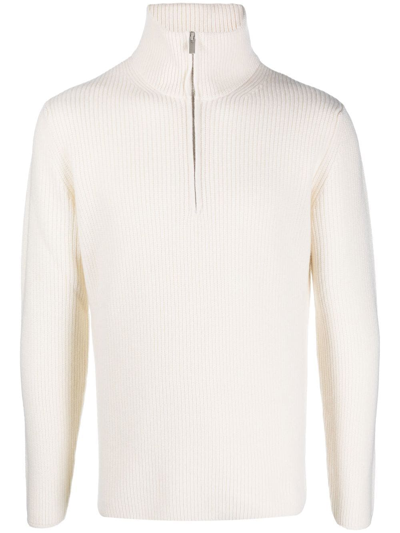Dell'oglio Stand-collar Half-zip Jumper In 白色